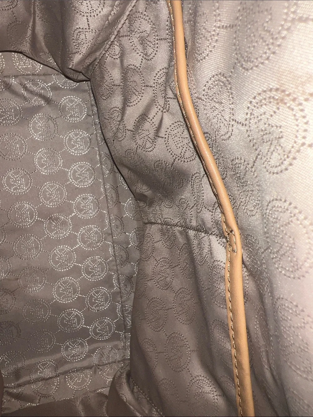 Michael Kors Two-Tone Tan & Black Leather Satchel with Gold Hardware